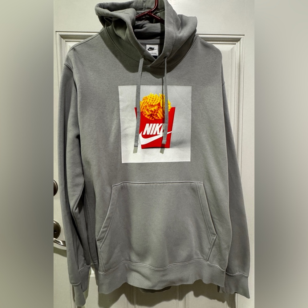 Nike Gray Hoodie with Red and Yellow Graphic